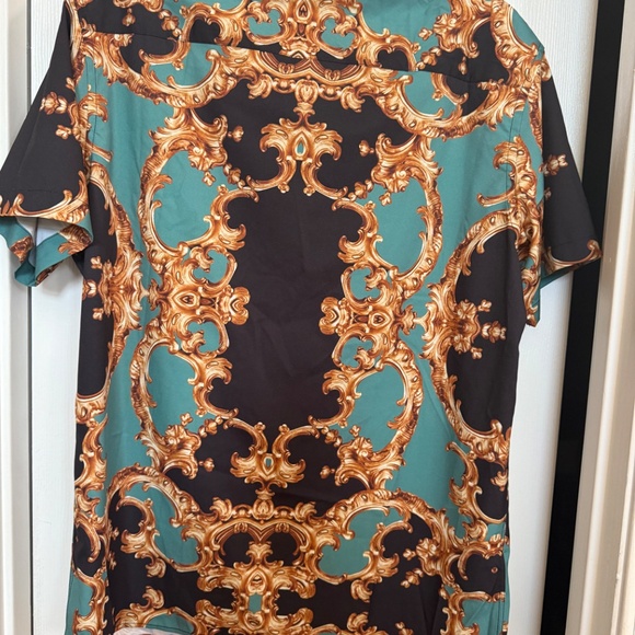 Fashion Nova Men Green Abstract Woven Shirt SZ L. - Picture 7 of 10